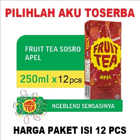 Jual Fruit Tea Sosro APEL Kotak 250 Ml HARGA 12 Pcs Shopee