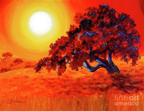 San Mateo Oak In Bright Sunset By Laura Iverson Painting Sunset