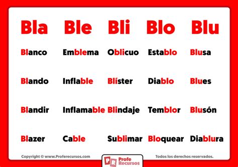 Palabras Con Bla Ble Bli Blo Blu