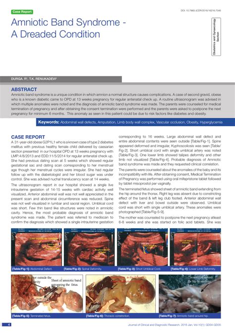 Pdf Amniotic Band Syndrome A Dreaded Condition