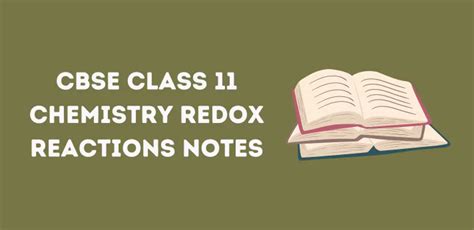 Updated Cbse Class Redox Reactions Notes Chapter In Pdf