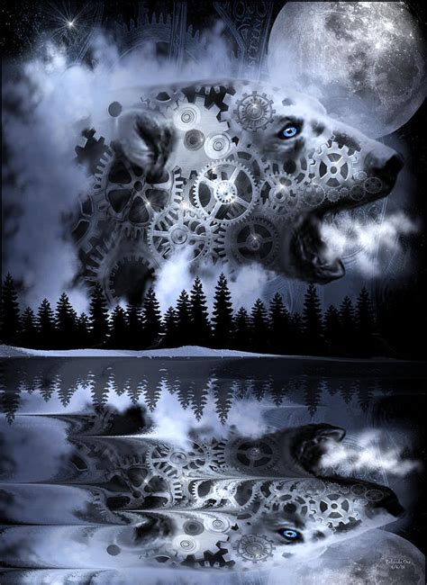 Steampunk Polar Bear Landscape Digital Art By Artful Oasis Pixels