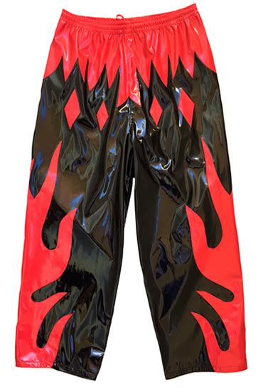 Black Red Flames Wrestling Pants