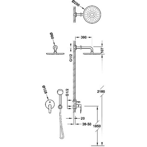 Kit monomando ducha empotrado 2 vías FLAT TRES cromo 20418002