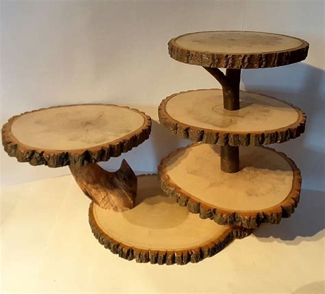 Large Tree Slice Cupcake Stand Rustic Wedding Dessert Display Stand