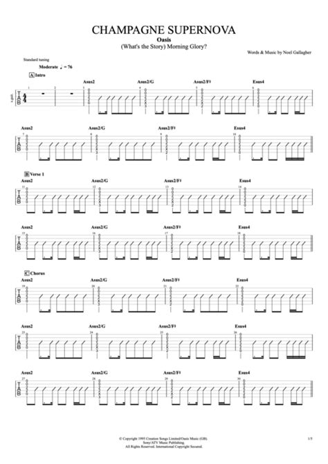 Champagne Supernova Tab By Oasis Guitar Pro Full Score MySongBook