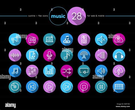 Music flat icons set Stock Vector Image & Art - Alamy