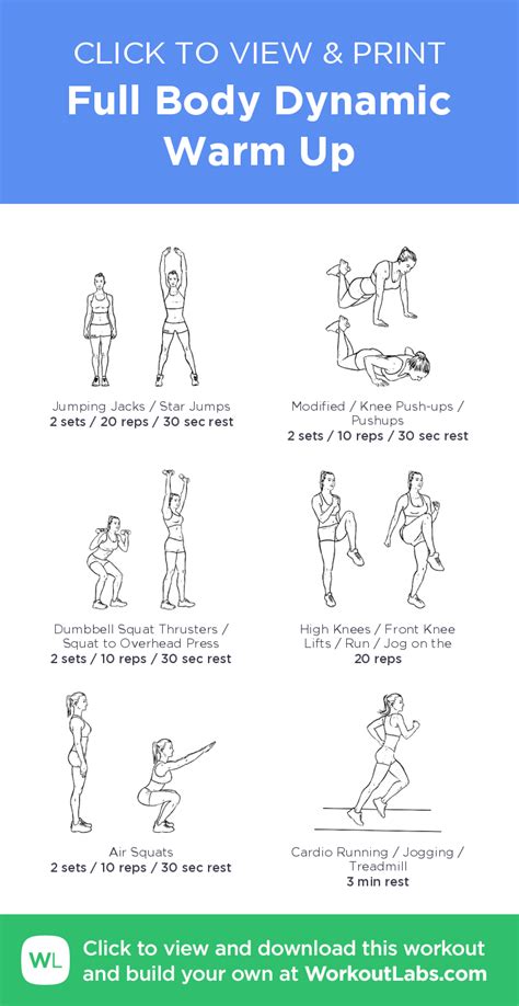 Full Body Dynamic Warm Up Click To View And Print This Illustrated Exercise Plan Created With