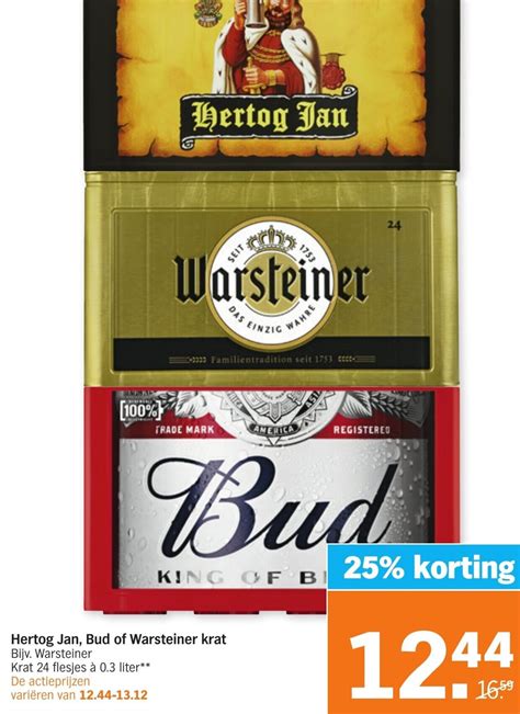 Hertog Jan Bud Of Warsteiner Krat 0 3 Liter Aanbieding Bij Albert Heijn