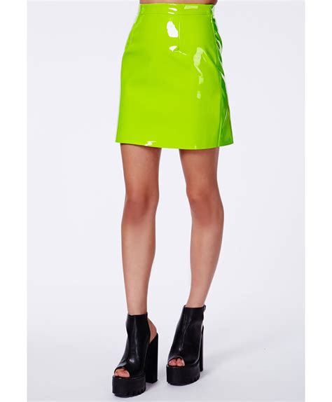 Missguided Nagsia Neon Green Pvc Mini Skirt In Green Lyst