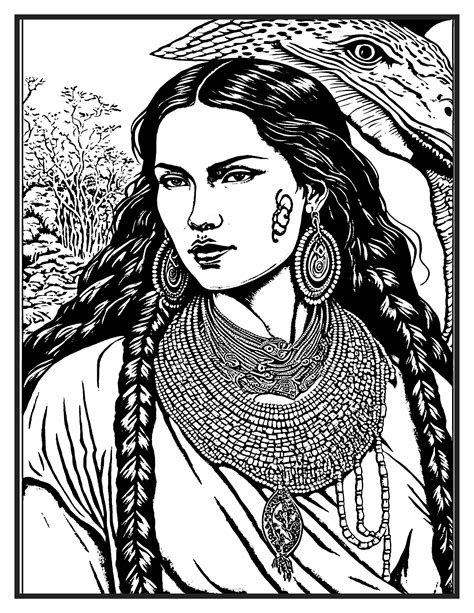 Native American Women Coloring Pages Etsy