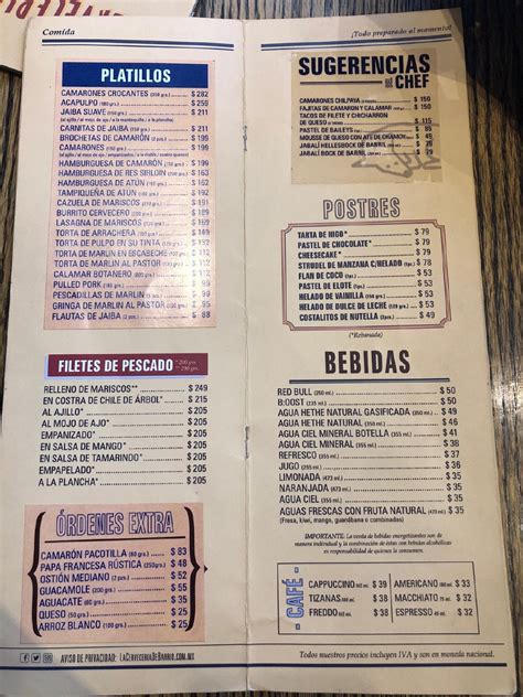 Carta Del Restaurante Las Alitas Patio Revoluci N Ciudad Del M Xico