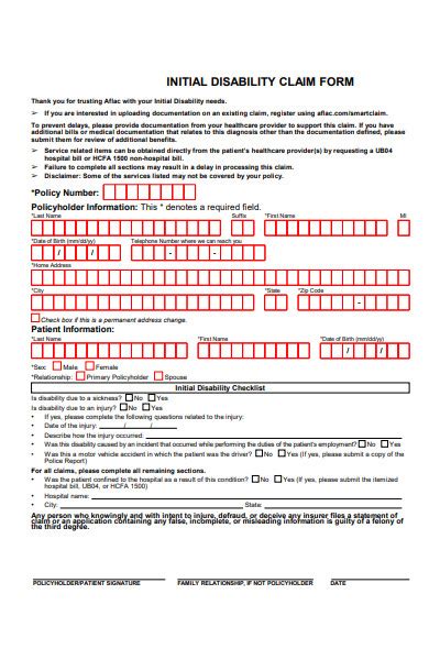 Disability Forms Printable