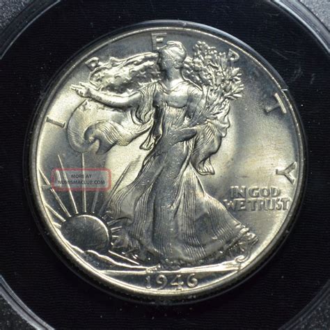 1946 Walking Liberty Half Gem Uncirculated Pcgs Ms65 Old Green Rattler