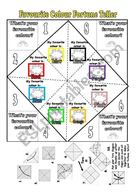 Colours Fortune Teller Fully Editable Esl Worksheet By Serennablack