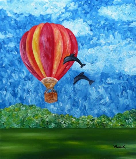 Oil picture Air balloon Painting by Vlada Kolyada | Saatchi Art ...