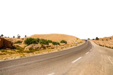 Road In Sahara Deserttunisiaafrica Dune Transportation Road East