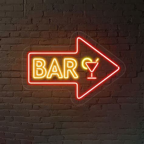 Crazy Neon 26 X 19 Red Yellow Led Bar Sign With Right Arrow Cnus001370