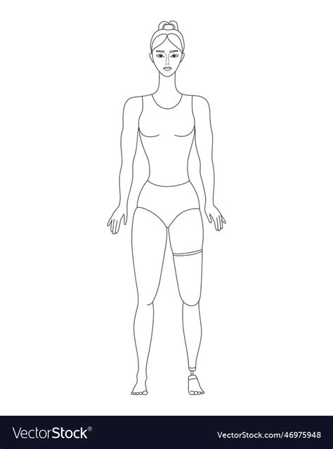 Disabled Girl With Prosthetic Leg Body Positive Vector Image