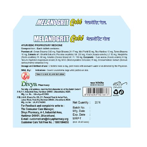 Patanjali Divya Melanogrit Gold 60 Tablets For White Patches On Skin