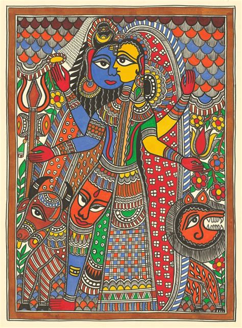 Madhubani Painting Ardhnarishwar Painting By Sarita Devi Saatchi Art