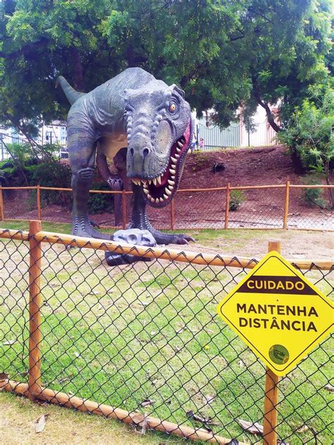 Photo Of The Statue Of A Tyrannosaurus Rex In The Dinosaur Park In