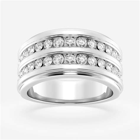 Ctw Round Lab Grown Diamond Mens Double Row Channel Set Wedding