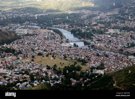 Aerial view of Baramulla town, in north Kashmir's Baramulla District ...