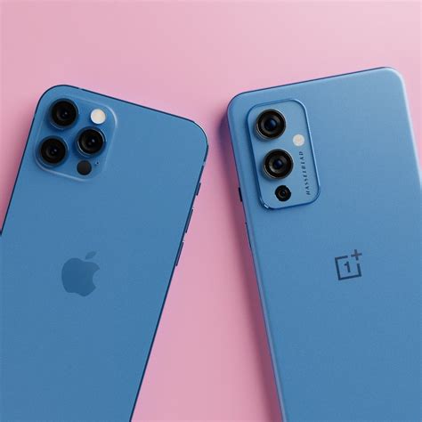 Blue Iphone 12 Pro Max And Oneplus 9 Pro Render