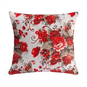 Capa De Almofada Jacquard Avulsa Floral Vermelho Caqui 42cm X 42cm