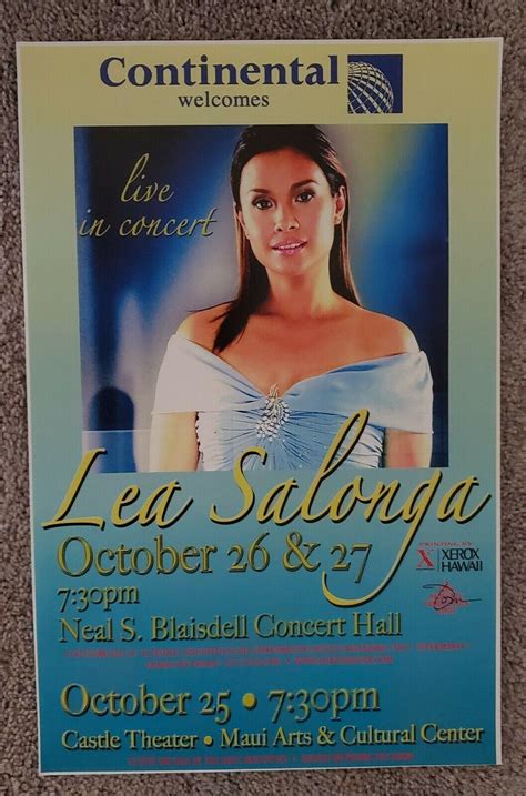 Lea Salonga Original Concert Poster Blaisdell Concert Hall And Maac