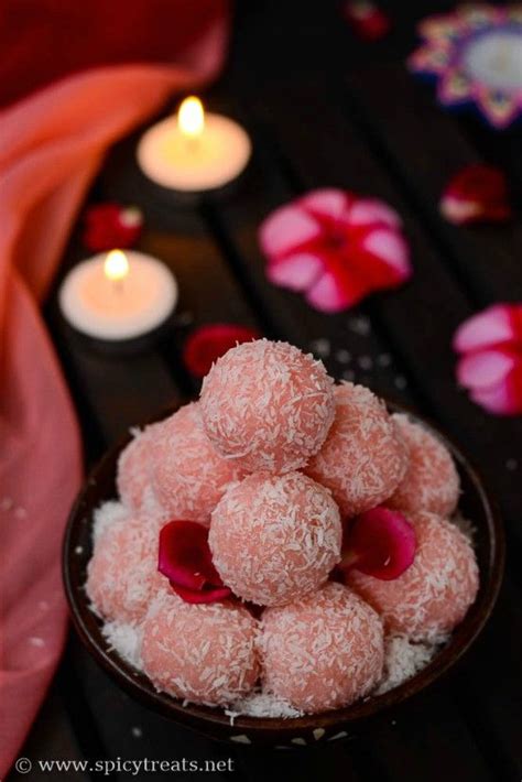 Rose Coconut Ladoo Recipe Rose Nariyal Ke Ladoo Rose Coconut Ladoo