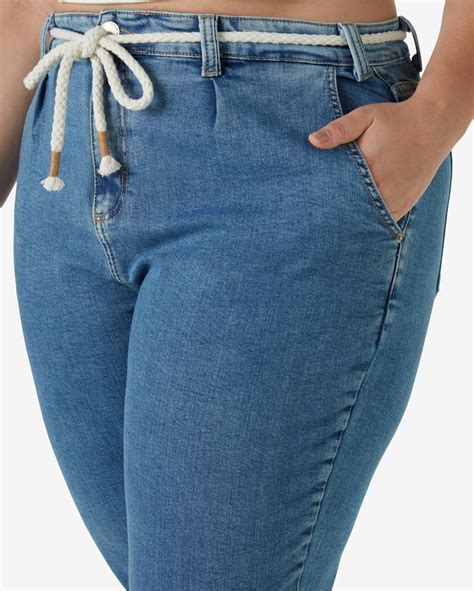 Riachuelo Calça Jeans Plus Size Feminina Mom Cintura Alta Amarração