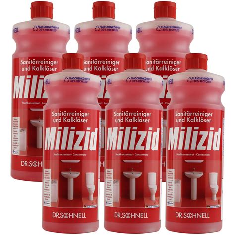 Dr Schnell Milizid 6 x 1 Liter Sanitärreiniger Kalklöser Set bei Riemax