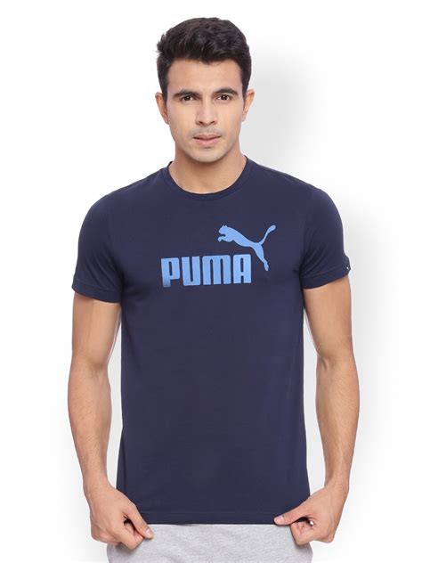 Buy Puma Men Blue Printed Slim Fit Round Neck T Shirt Tshirts For Men