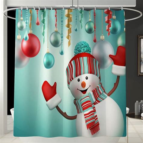 Christmas Snowman Pattern Printed Bathroom Shower Curtain For Bathroom Decor - Red - Walmart.com ...