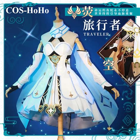 Cos Hoho Anime Genshin Impact Traveler Lumine Game Suit Noble Dress