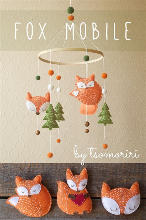 Fox Baby Mobile Woodland Nursery Decor Felt Forest Animals Etsy