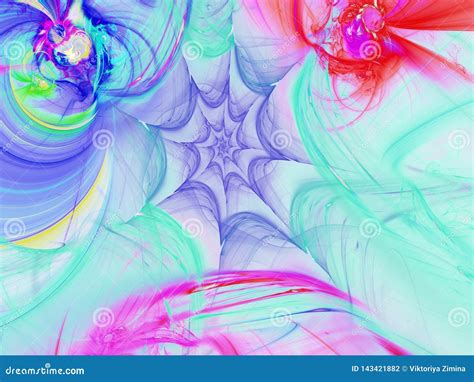 Blue Abstract Fractal Background 3d Rendering Illustration Stock