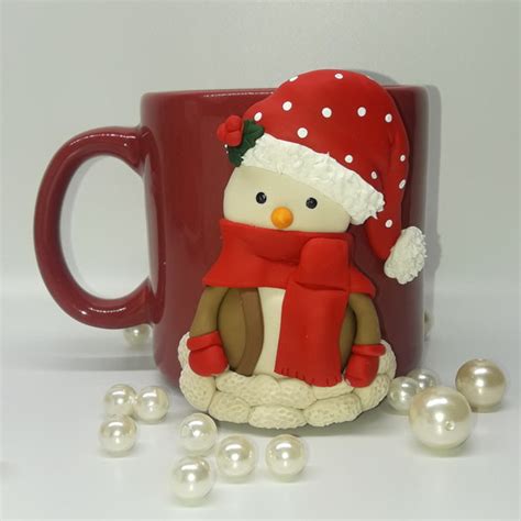 Caneca Personalizada Em Biscuit Boneco De Neve Produtos Elo7