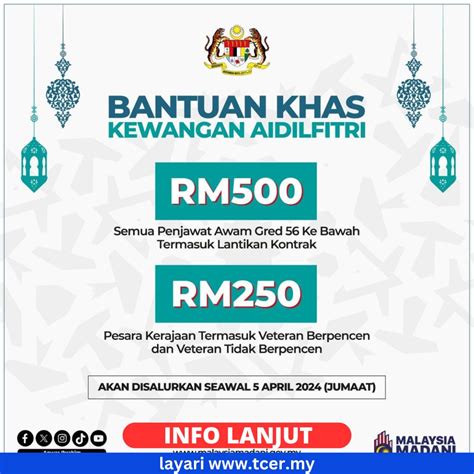 Bantuan Khas Kewangan Aidilfitri Penjawat Awam Pesara Tcer My