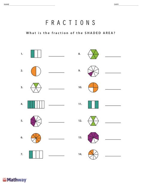 Fraction Worksheet With Fractions And Fraction Numbers To Help Students