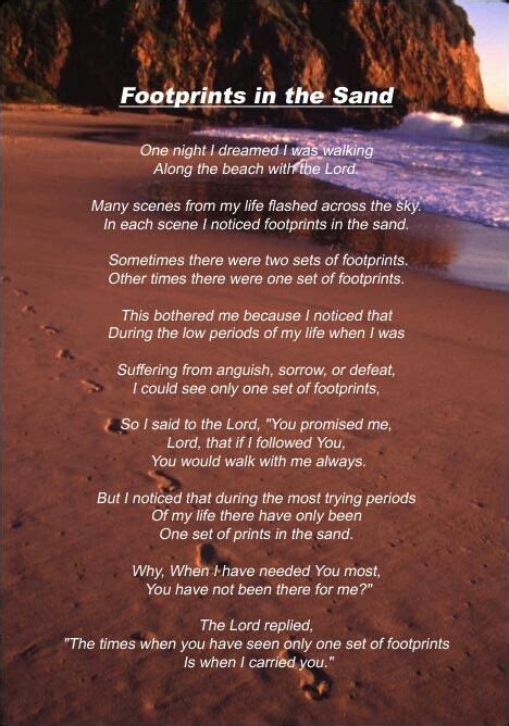 Mary Stevenson Footprints In The Sand Poem Footprint Mom Quotes