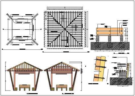 Decorative garden pergola architecture project dwg file - Cadbull