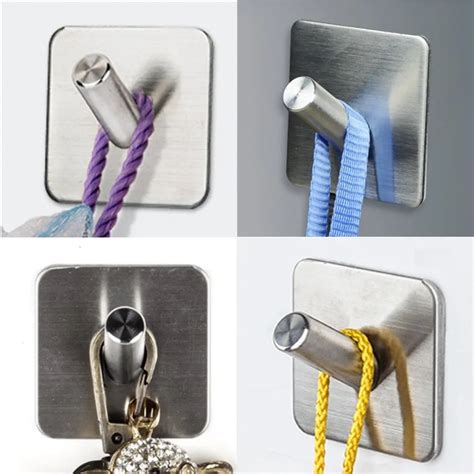 Self Adhesive Hooks Heavy Duty Wall Hooks Stainless Steel Closets Coat