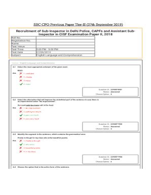 Fillable Online Ssc Cpo Tier Previous Year Question Papers Fax Email