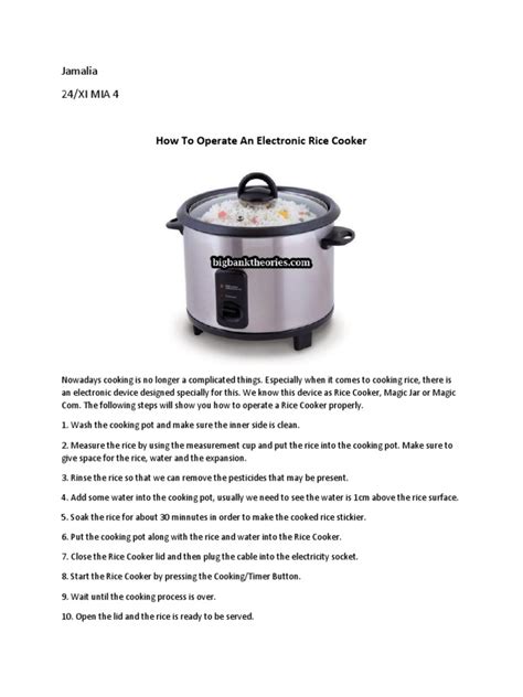 Jamalia 24xi Mia 4 How To Operate An Electronic Rice Cooker Pdf