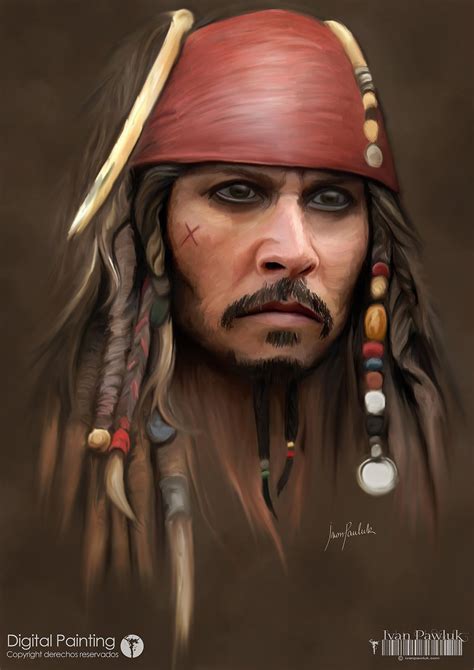 Captain Jack Sparrow Digital Painting Pirates Of The Caribbean Captain