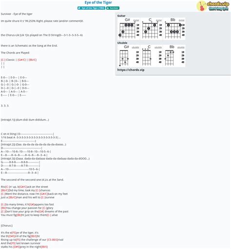 Chord: Eye of the Tiger - tab, song lyric, sheet, guitar, ukulele | chords.vip