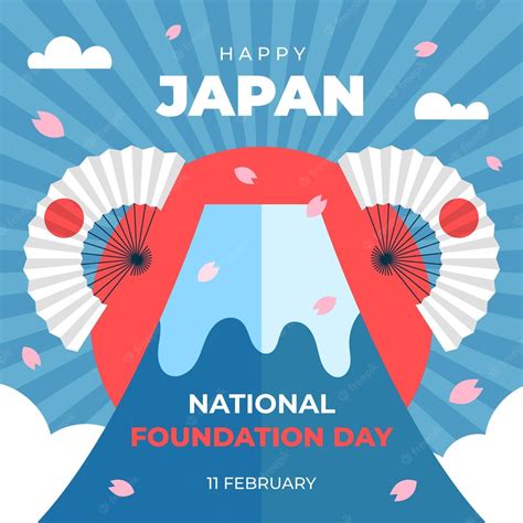 Free Vector Flat Design Mountain Foundation Day Japan